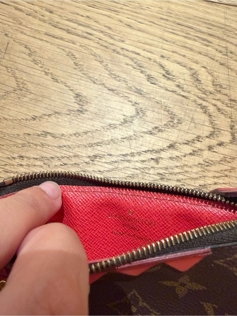 Louis Vuitton Monogram Card Holder with Coral & Fuchsia Accents